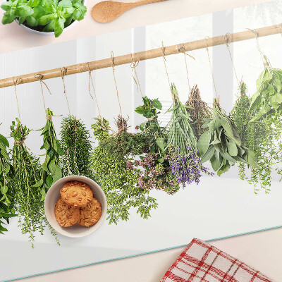 Szklana deska kuchenna Suszone zioła na sznurku