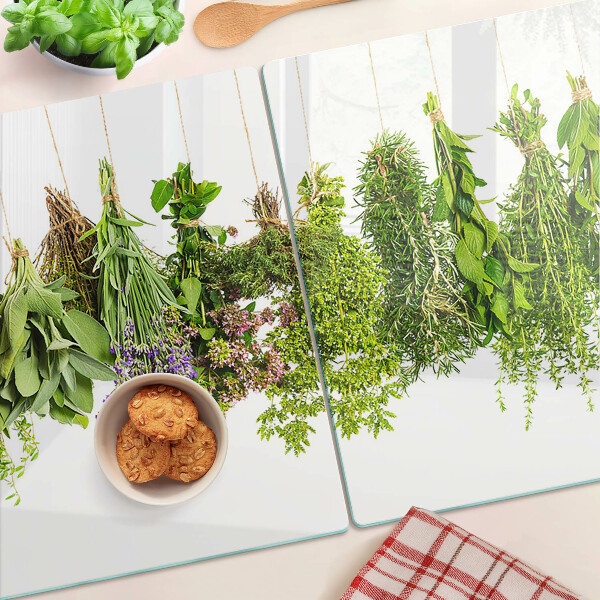 Szklana deska kuchenna Zioła w wiszących doniczkach