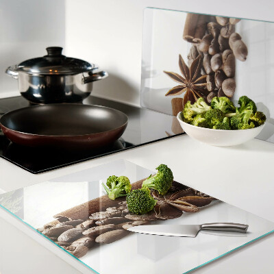 Deska kuchenna szklana Przyprawy i ziarna kawy