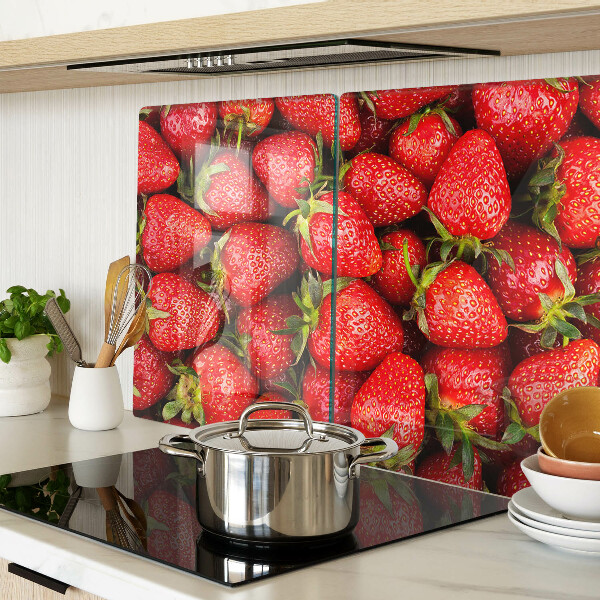Deska kuchenna szklana Truskawki na tle czerwonym