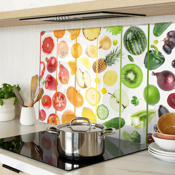 Szklana deska do krojenia Owoce i warzywa w kolorach tęczy