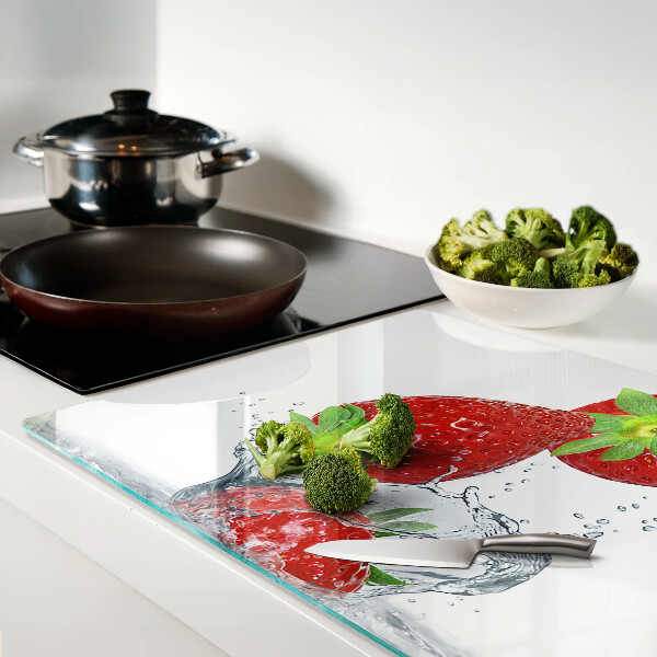 Szklana deska do krojenia Truskawki w wodzie