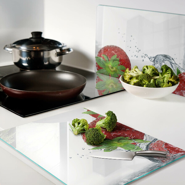 Szklana deska do krojenia Truskawki w wodzie