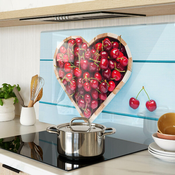 Szklana deska kuchenna Czereśnie w sercu