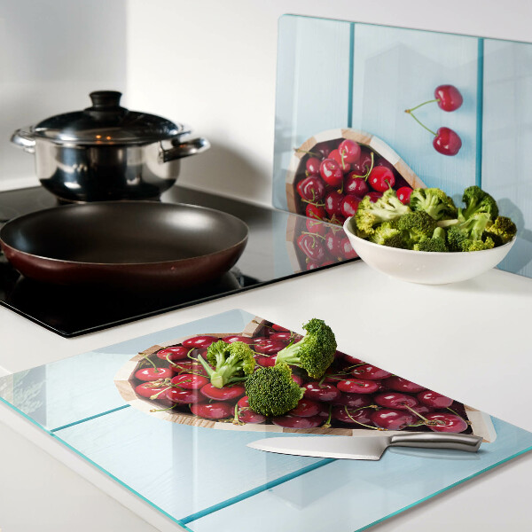 Szklana deska kuchenna Czereśnie w sercu