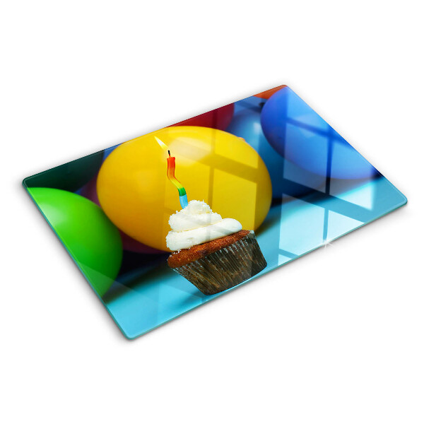 Deska kuchenna szklana Urodzinowy cupcake z balonami