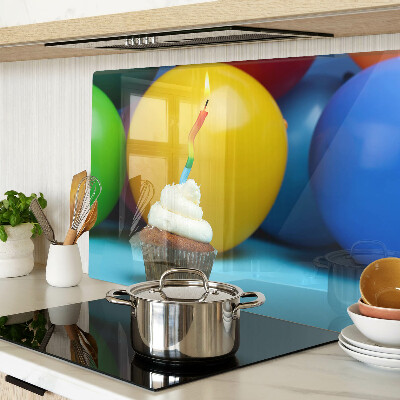 Deska kuchenna szklana Urodzinowy cupcake z balonami