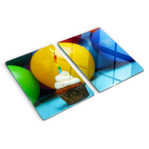 Deska kuchenna szklana Urodzinowy cupcake z balonami