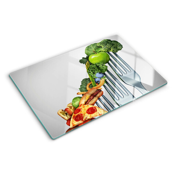 Szklana deska kuchenna Jedzenie na widelcu