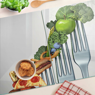 Szklana deska kuchenna Jedzenie na widelcu