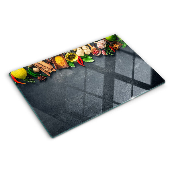 Szklana deska kuchenna Kuchenne przyprawy i składniki