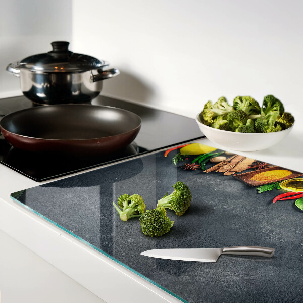 Szklana deska kuchenna Kuchenne przyprawy i składniki