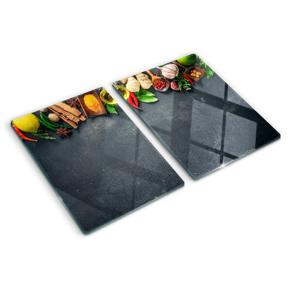 Snijplanken glas Keukenkruiden en ingrediënten