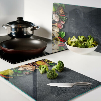 Szklana deska kuchenna Kuchenne przyprawy i składniki