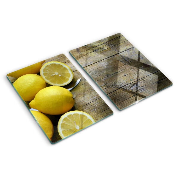 Deska kuchenna szklana Cytryny na drewnianym tle