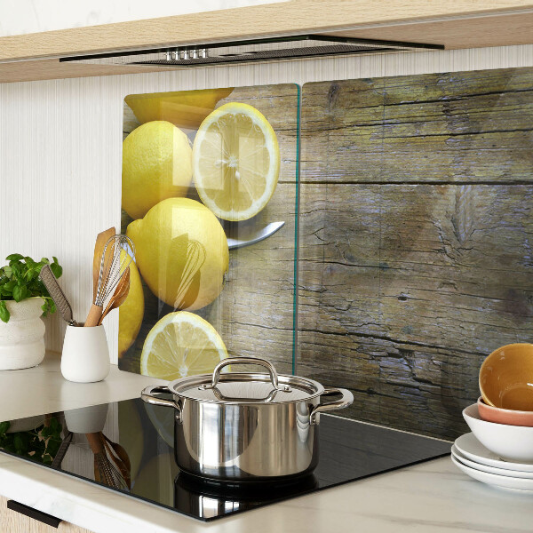 Deska kuchenna szklana Cytryny na drewnianym tle