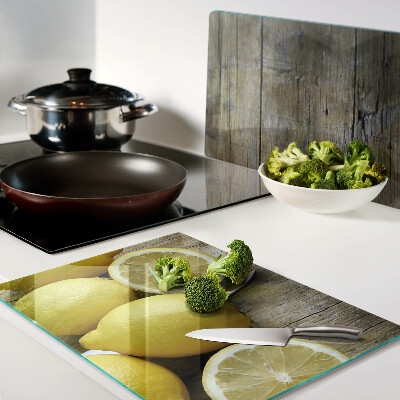 Deska kuchenna szklana Cytryny na drewnianym tle