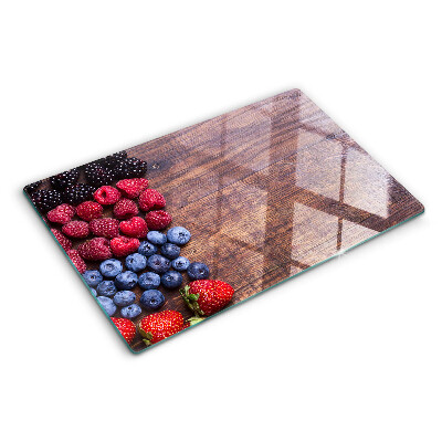 Szklana deska kuchenna Owoce leśne na drewnianym tle