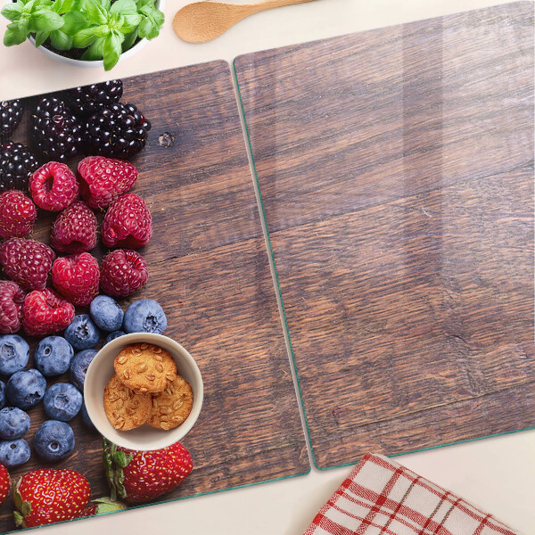 Szklana deska kuchenna Owoce leśne na drewnianym tle