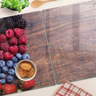 Szklana deska kuchenna Owoce leśne na drewnianym tle