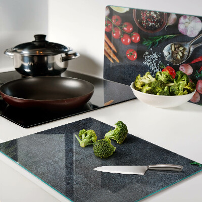 Deska kuchenna szklana Warzywa i przyprawy na ciemnym tle