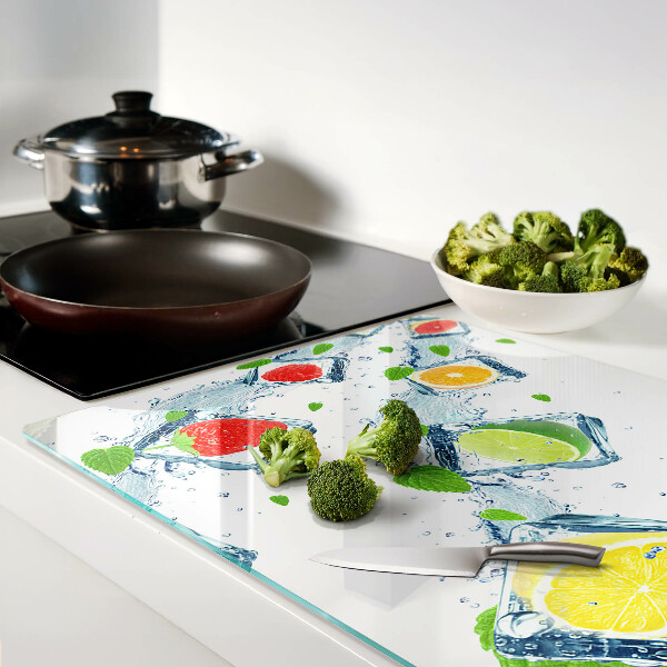 Szklana deska do krojenia Owocowy motyw z kolorowymi plasterkami