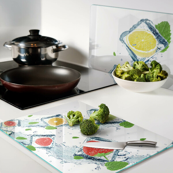 Szklana deska do krojenia Owocowy motyw z kolorowymi plasterkami