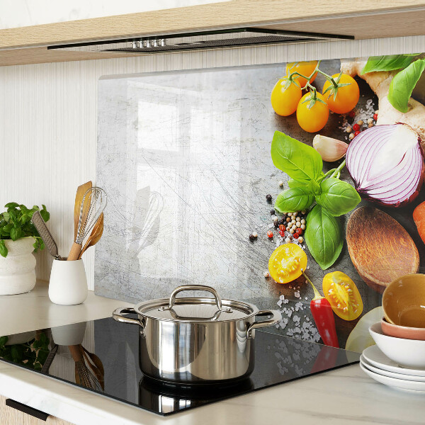 Szklana deska do krojenia Kuchenne składniki i zioła