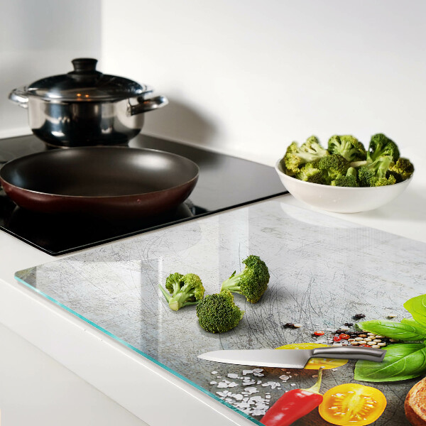 Szklana deska do krojenia Kuchenne składniki i zioła