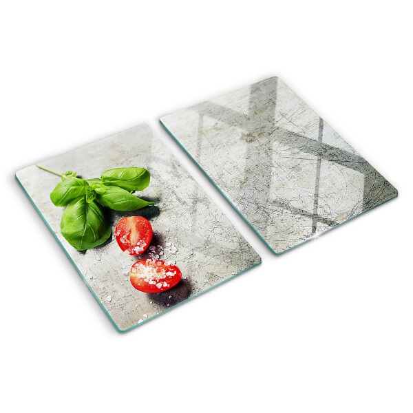 Szklana deska kuchenna Pomidory z bazylią i solą