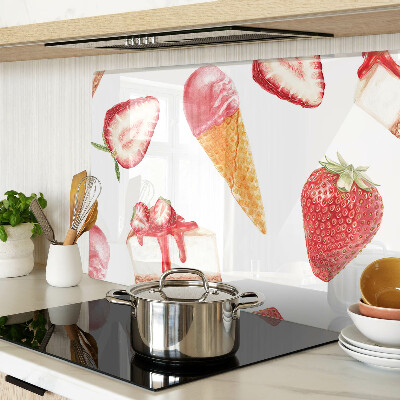 Deska kuchenna szklana Lody i truskawki