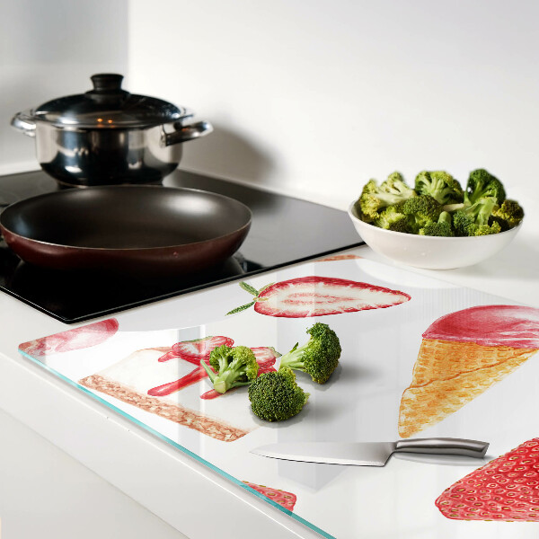 Deska kuchenna szklana Lody i truskawki