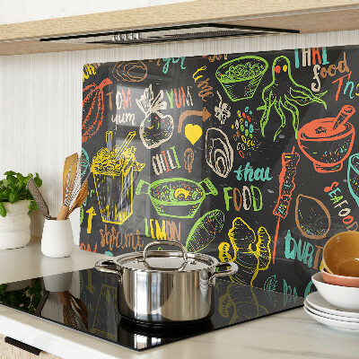 Szklana deska do krojenia Motyw kulinarny z jedzeniem