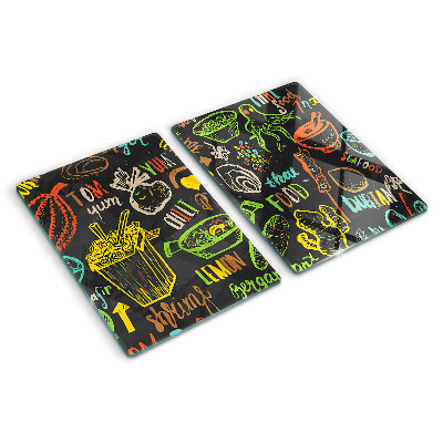 Szklana deska do krojenia Motyw kulinarny z jedzeniem