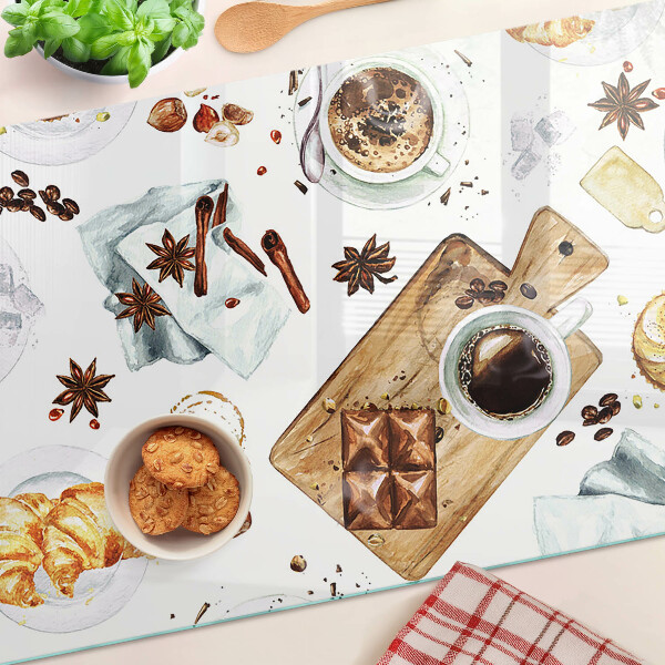 Szklana deska do krojenia Kawowe przysmaki i wypieki