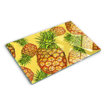 Szklana deska do krojenia Ananasy na żółtym tle