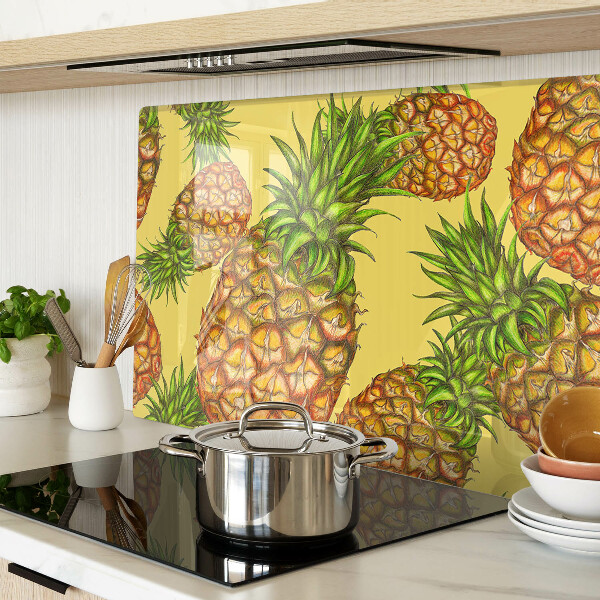 Szklana deska do krojenia Ananasy na żółtym tle