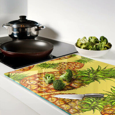 Szklana deska do krojenia Ananasy na żółtym tle