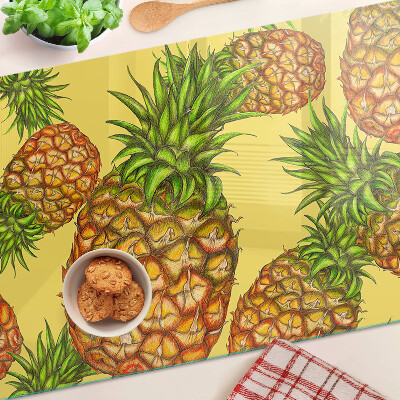 Szklana deska do krojenia Ananasy na żółtym tle