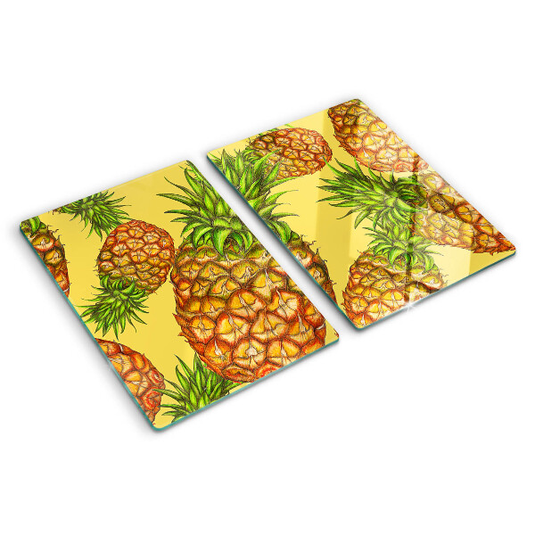 Szklana deska do krojenia Ananasy na żółtym tle