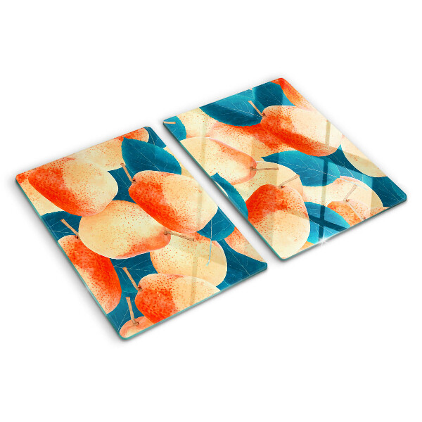 Szklana deska kuchenna Brzoskwinie na tle liści