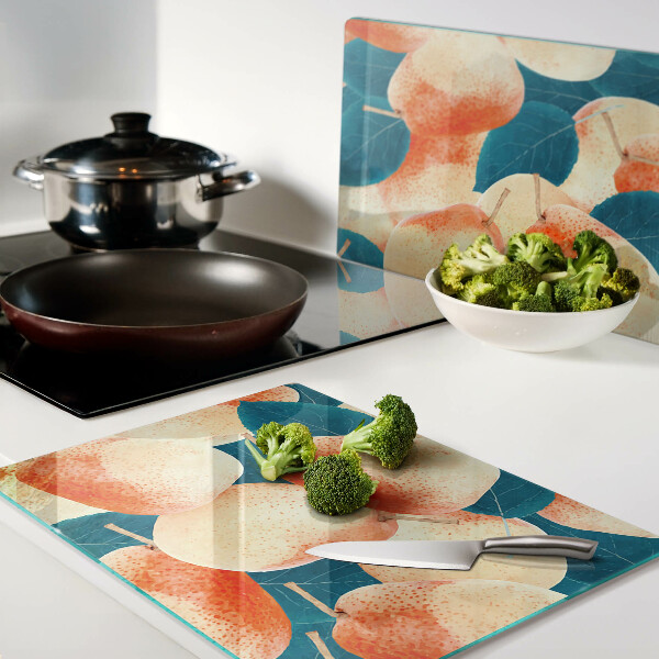 Szklana deska kuchenna Brzoskwinie na tle liści