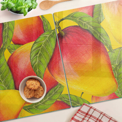 Szklana deska kuchenna Papryki na tle zielonych liści