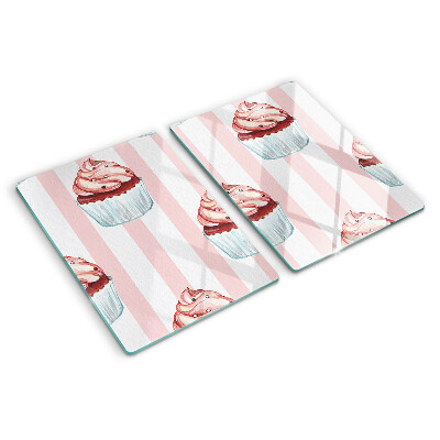 Deska kuchenna szklana Babeczki na różowych paskach