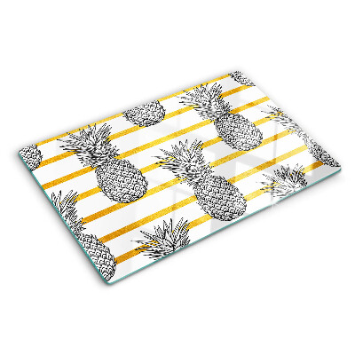 Deska kuchenna szklana Ananasy na paskach