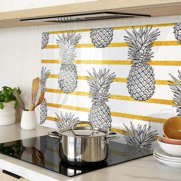 Deska kuchenna szklana Ananasy na paskach