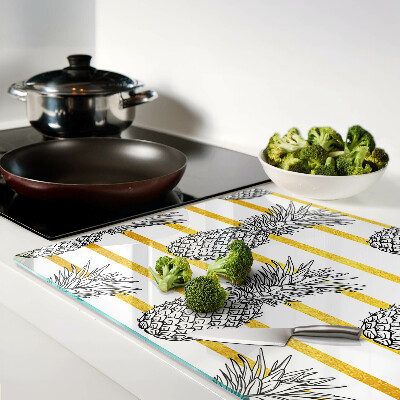 Deska kuchenna szklana Ananasy na paskach