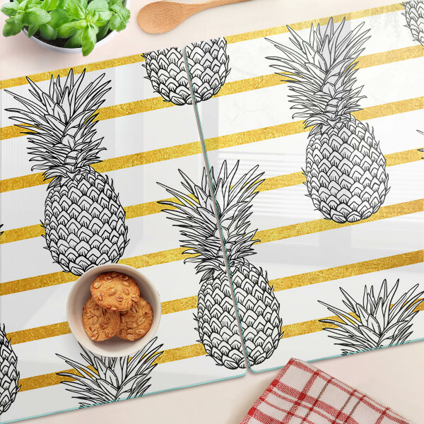 Deska kuchenna szklana Ananasy na paskach