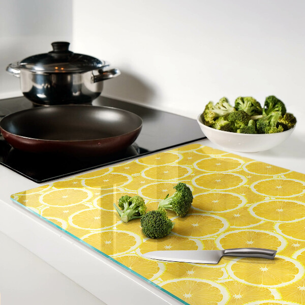 Deska kuchenna szklana Plastry cytryny na żółtym tle