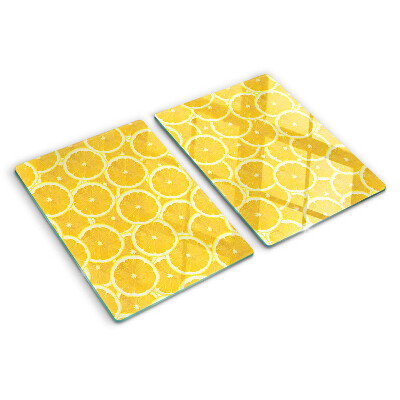 Deska kuchenna szklana Plastry cytryny na żółtym tle